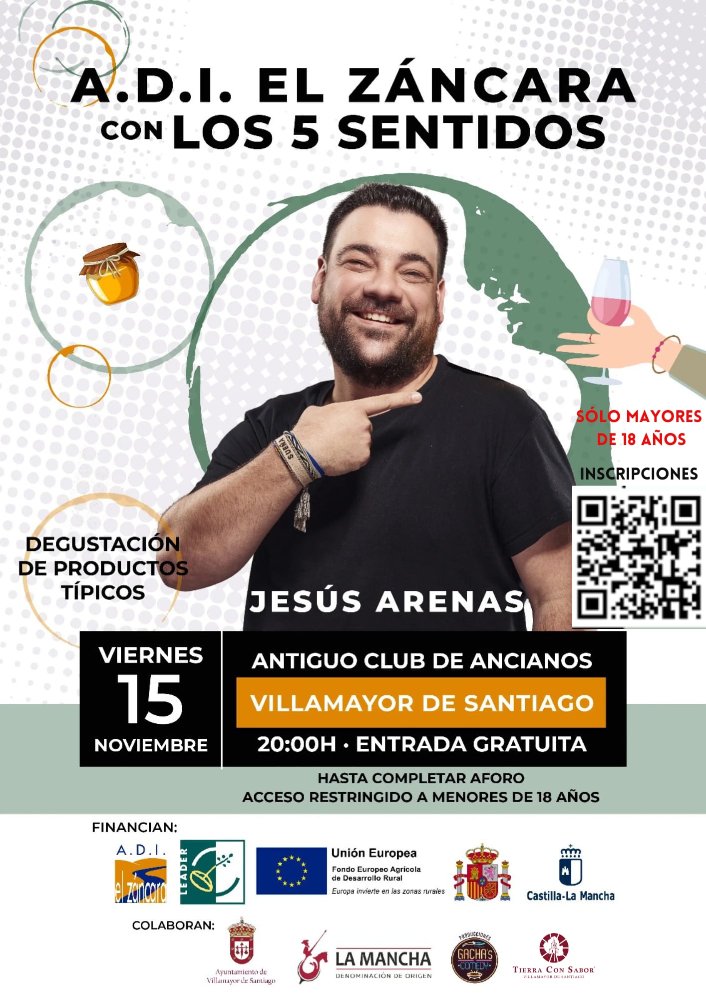 Lee más sobre el artículo Cata de vinos y productos comentada acompañada por el monologuista Jesús Arenas