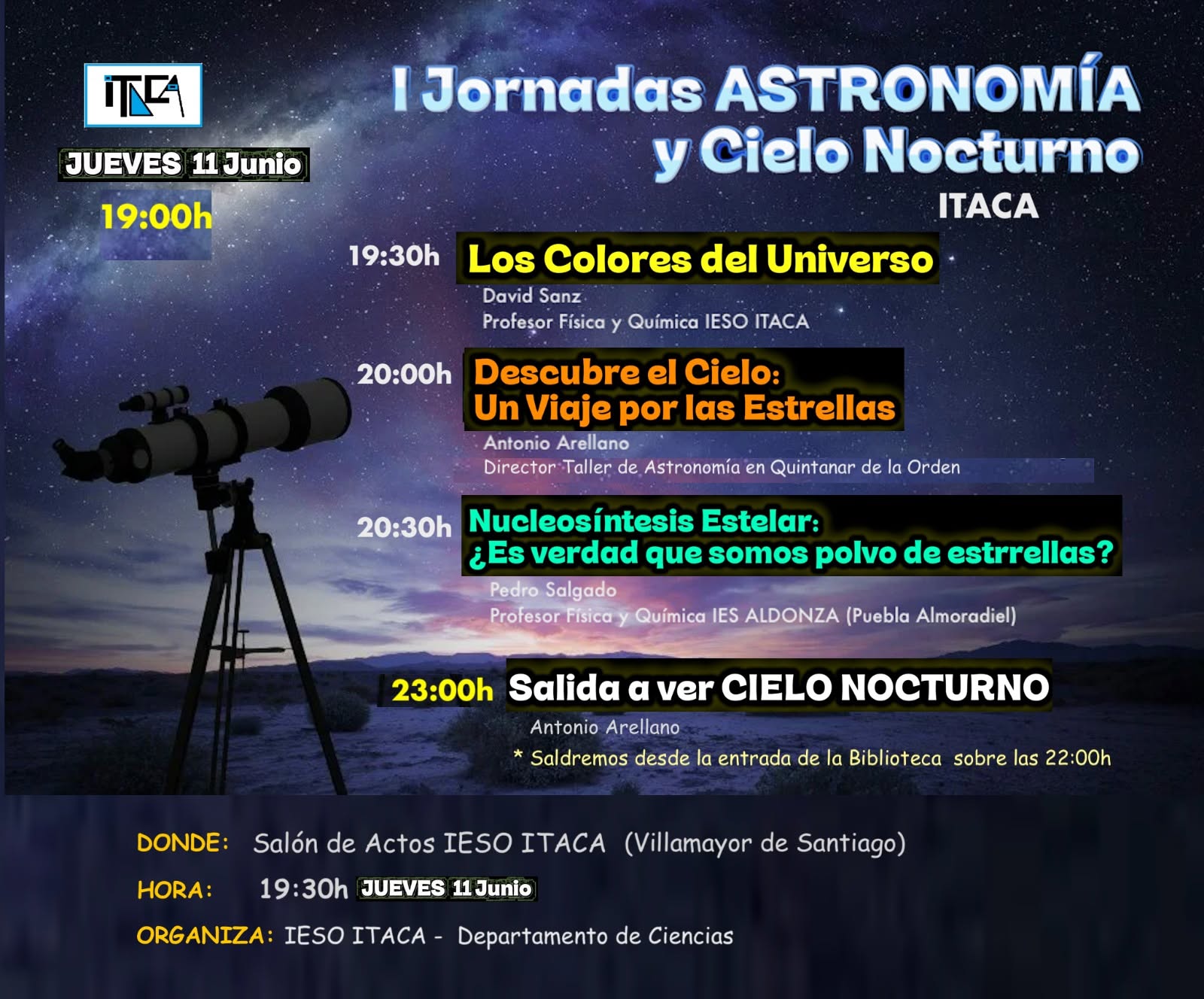 En este momento estás viendo I Jornadas Astronomía y Cielo Nocturno Ítaca