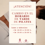 Nota informativa: cambio en el horario de tarde de pilates