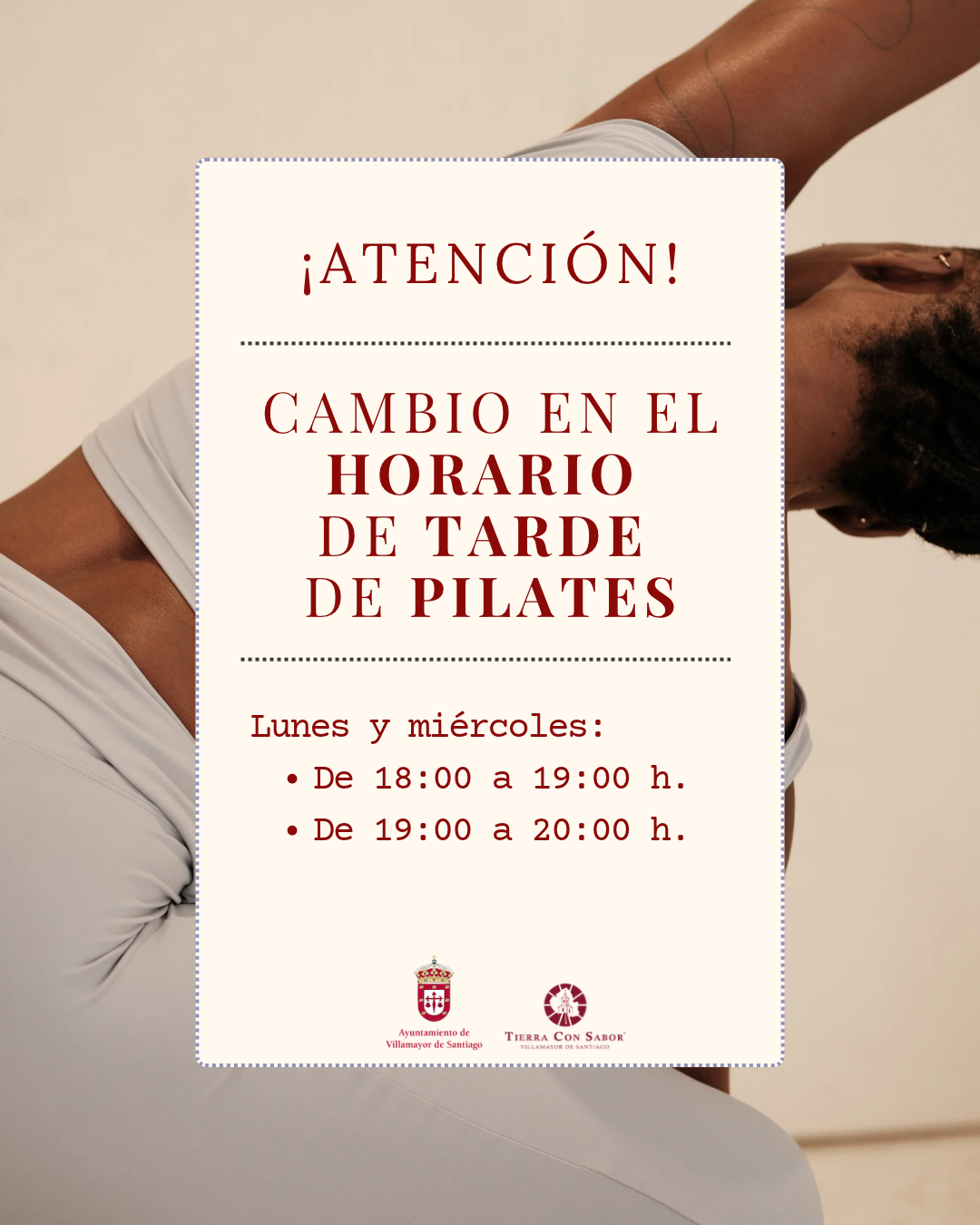 En este momento estás viendo Nota informativa: cambio en el horario de tarde de pilates